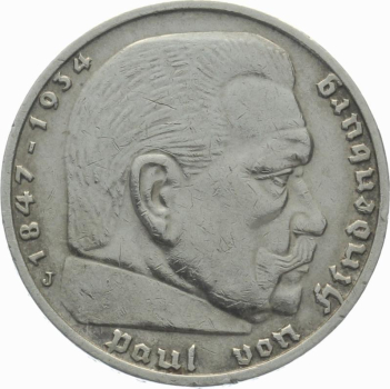 3. Reich 5 Mark 1938 J - Adler über Hakenkreuz